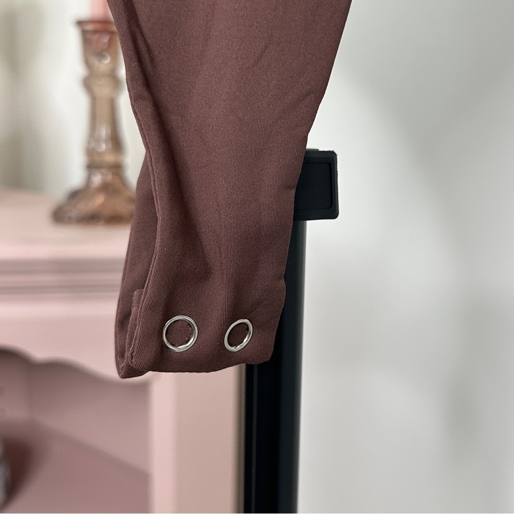Deep Brown Long Sleeve Bodysuit - Picture 2 of 6
